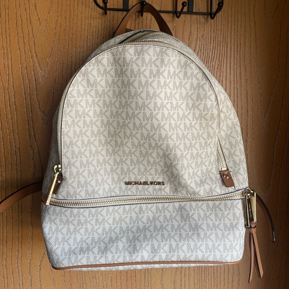 Michael Kors Cream and Tan Signature Backpack - Picture 1 of 2